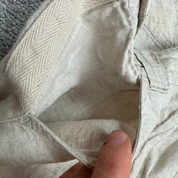Talbots Irish Linen Wide Leg Cargo Pants Womens 18 Beige High Rise Boho 36x33 - Picture 4 of 13